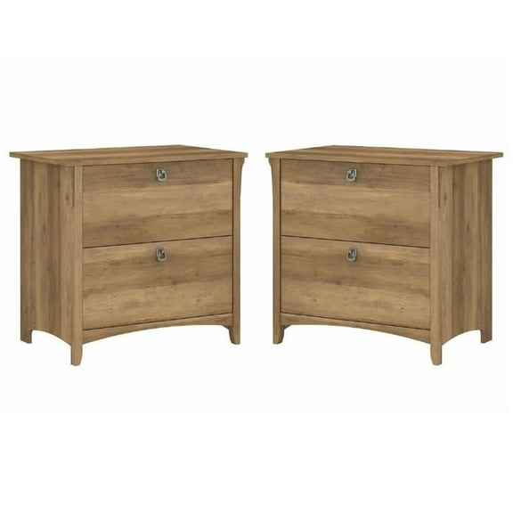 Home Square 2 Piece Wood Filing Cabinet Set with 2 Drawer in Reclaimed Pine