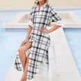 thumbnail image 4 of 2024 Retro Plaid Chiffon Dress Black And White Check Cute Dresses Street Style Casual Dress Womens Sexy Design Vestido Big Size 5XL, 4 of 7