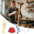 thumbnail image 2 of Kit de Nettoyage de Trompette avec Brosse à Corde Bleue Embouchure Outils de Piston et Chiffon pour Instrument 4 Pcs, 2 of 4