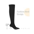 thumbnail image 5 of BLISSFUL STEP Rhinestone Flower Pointed Toe Stiletto Heel Over the Knee High Boots for Women Black 6, 5 of 7