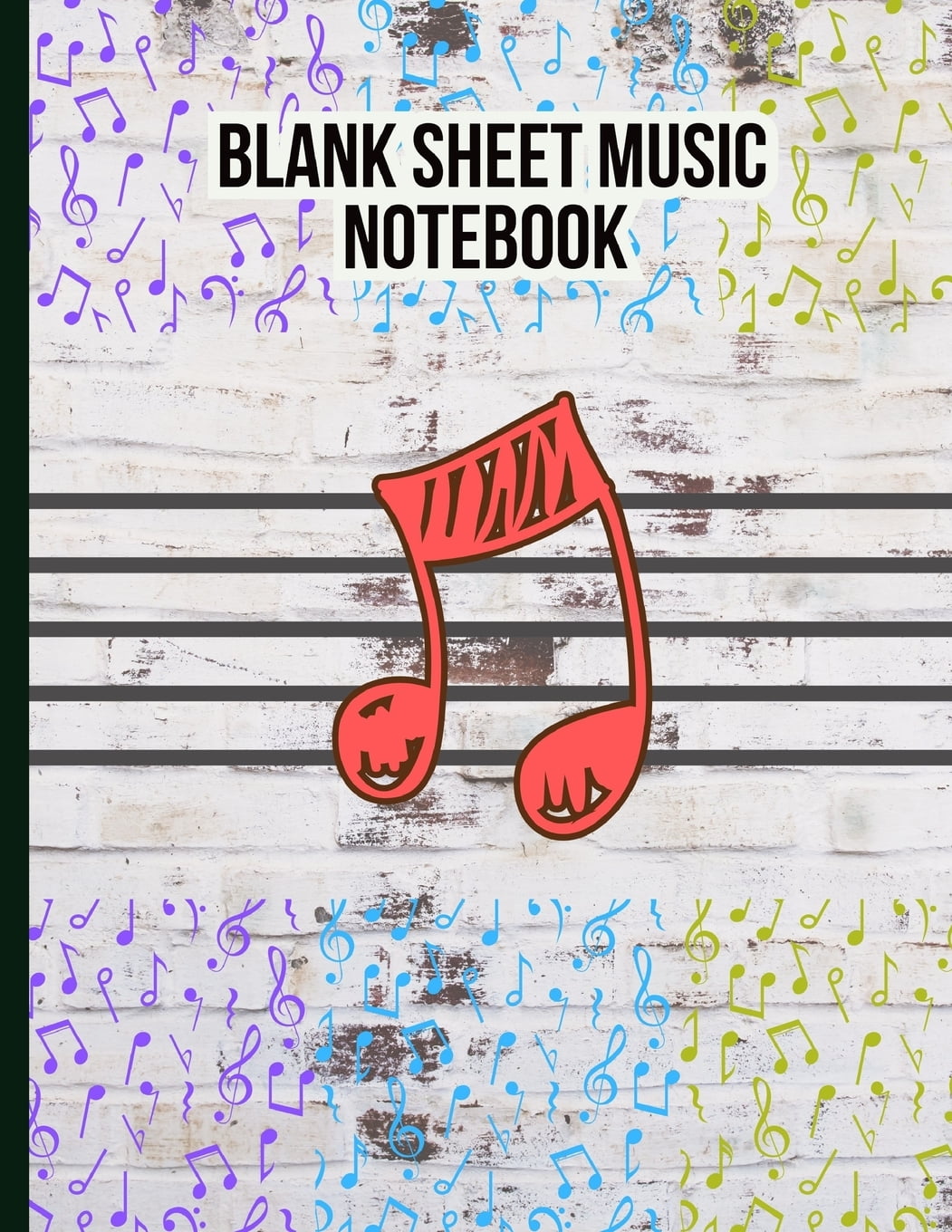 Blank Sheet Music Notebook Manuscript Paper Notebook, wide staff
