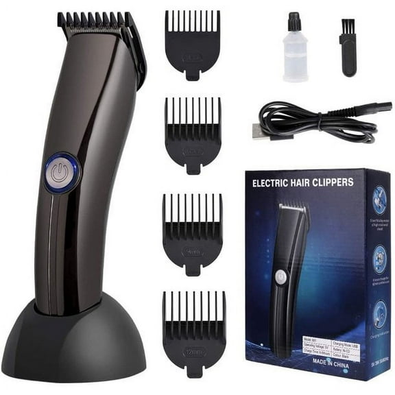 Quiet Professional Hair Clippers Set Cordless Rechargeable Hair clippers for Men and Babies with Charging Dock, 4 Comb Guides, Black