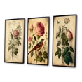 thumbnail image 3 of Designart "Pink Rose on Retro Parchment Classic Elegance" Floral Rose Framed Wall Art Set Of 3 - Pink Traditional Frame Canvas Set For Living Room Decor, 3 of 6