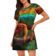 thumbnail image 1 of Easygdp Chameleon Camisón de manga corta para mujer, informal, estampado, 1 of 6
