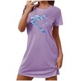 thumbnail image 2 of Mefallenssiah Chemise de Nuit Courte Surdimensionnée pour Femmes Mode Imprimé Poitrine Manches Courtes, 2 of 7