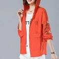 thumbnail image 5 of AUNVITO Women's Windbreaker Sun Protection Hooded Jacket with Embroidery Zipper Pockets Long Sleeve Lightweight Casual Outdoor Coat, 5 of 9