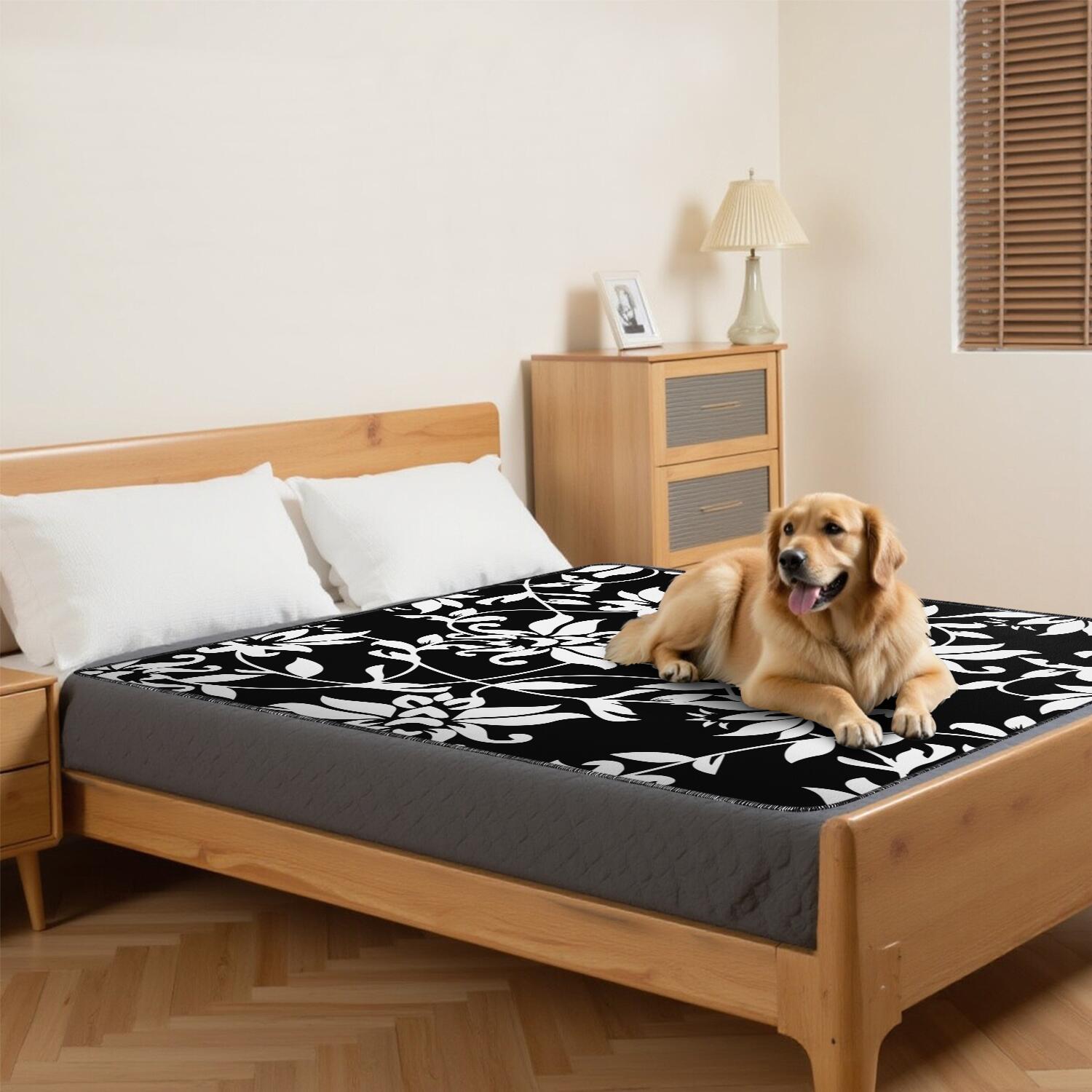 Reusable 72x72 Inch House Training Pads, Washable Dog Urine Pads with Quick-Absorb Core, Flower Design Mat for Puppies and Adult Dogs