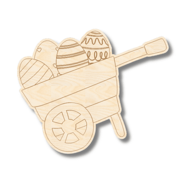 Unfinished Wood Etched Easter Egg Wagon Shape 18" / 1/8"
