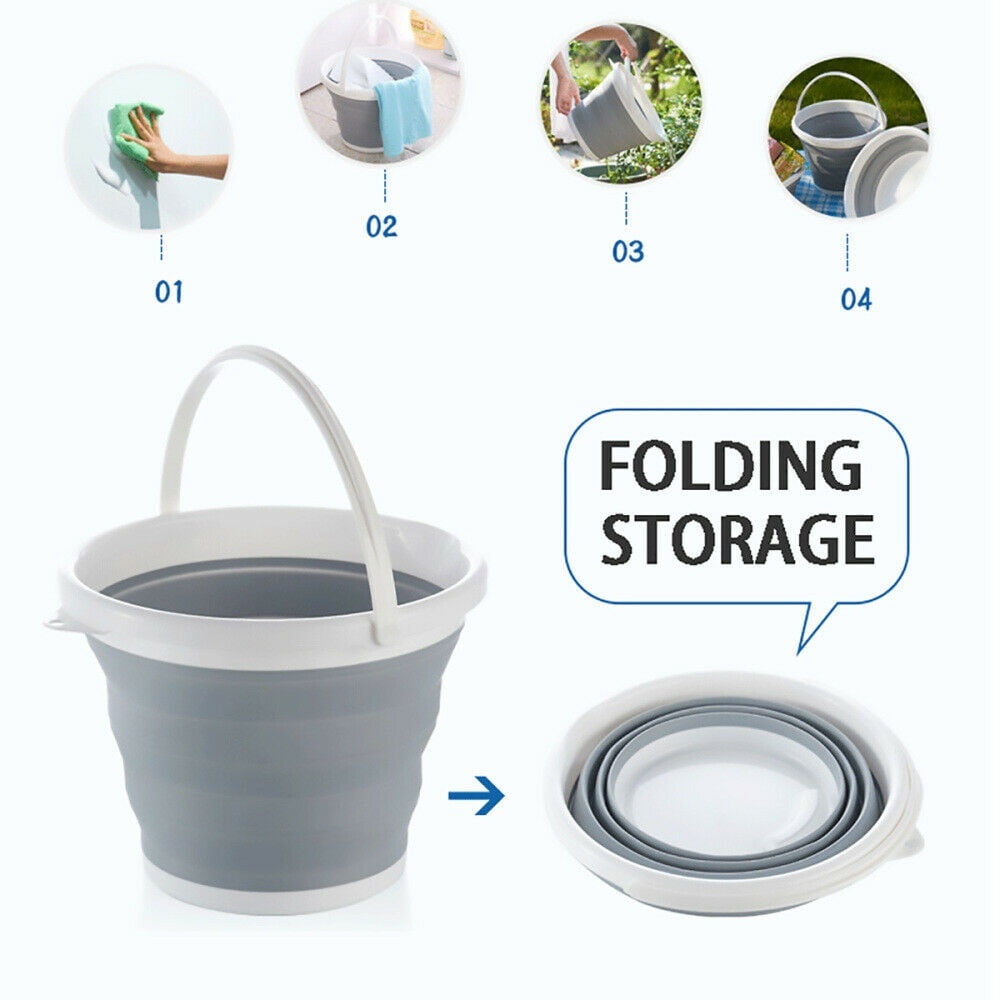 Silicon Plastic Folding Bucket Collapsible Water Kitchen Camping Carrier Garden 