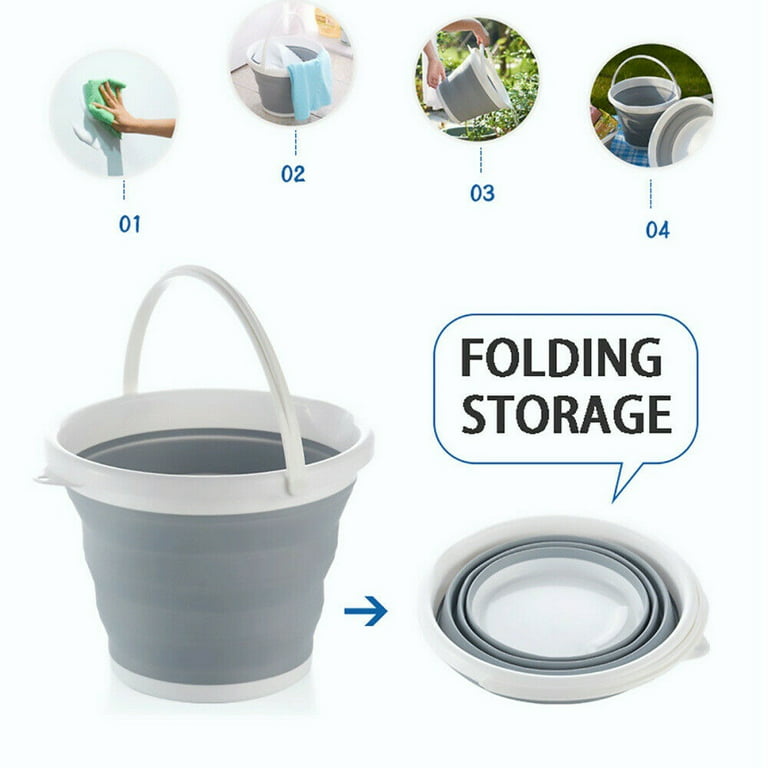 Collapsible Silicone Plastic Bucket Kitchen Camping Folding Water Carrier