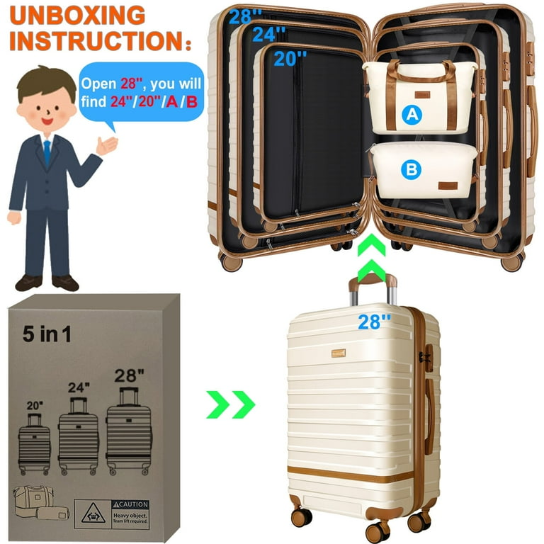 Musment 12 3 Piece Lightweight Hardside Spinner Luggage Set with