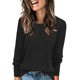 thumbnail image 1 of Top de manga larga con cuello redondo y rayas cepilladas para mujer - Mezcla de poliéster para invierno/uso informal (S-XXL), 1 of 5
