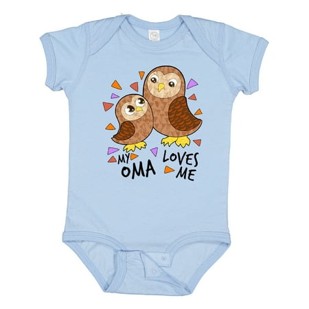 

Inktastic My Oma Loves Me- Cute Owl Family Gift Baby Boy or Baby Girl Bodysuit