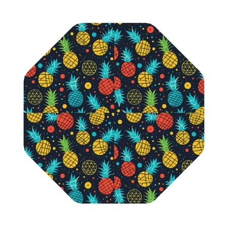 

Pofeuu Colorful Pineapple Print Leather Coasters Set of 6 Round Cups Mugs Mat Pad for Home Kitchen Heat Resistant Drink Coasters Octagon