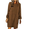 thumbnail image 2 of Sweater Dresses for Women Winter Sweater Knit Warm Long Sleeve Crew Neck Pullover Dress, 2 of 4