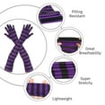 thumbnail image 4 of HDE Satin Cosplay 21.5" Elbow Length Halloween Costume Gloves Black and Purple Stripes, 4 of 6