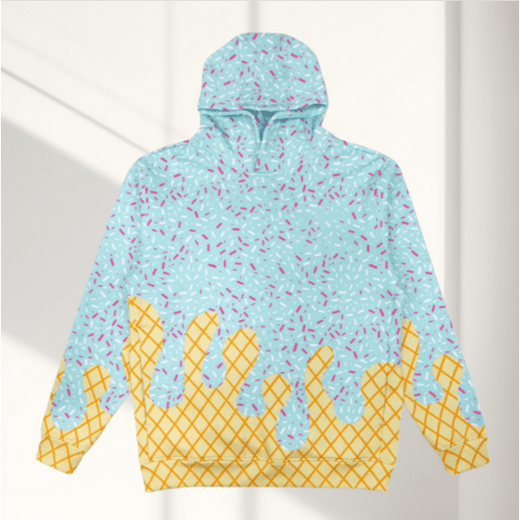 DHXXH Custom Hoodie Ice Cream Soft Dropped Shoulder Baseball Fans All-Season for 2025 Autumn Unisex for Men and Women (Size S-XL)