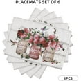 thumbnail image 2 of Rose Flower Placemats Set of 6 Farmhouse Peony Floral Table Mats Washable Place mats for Home Party Indoor Kitchen Dining Table Decoration 12x18 Inch, 2 of 6