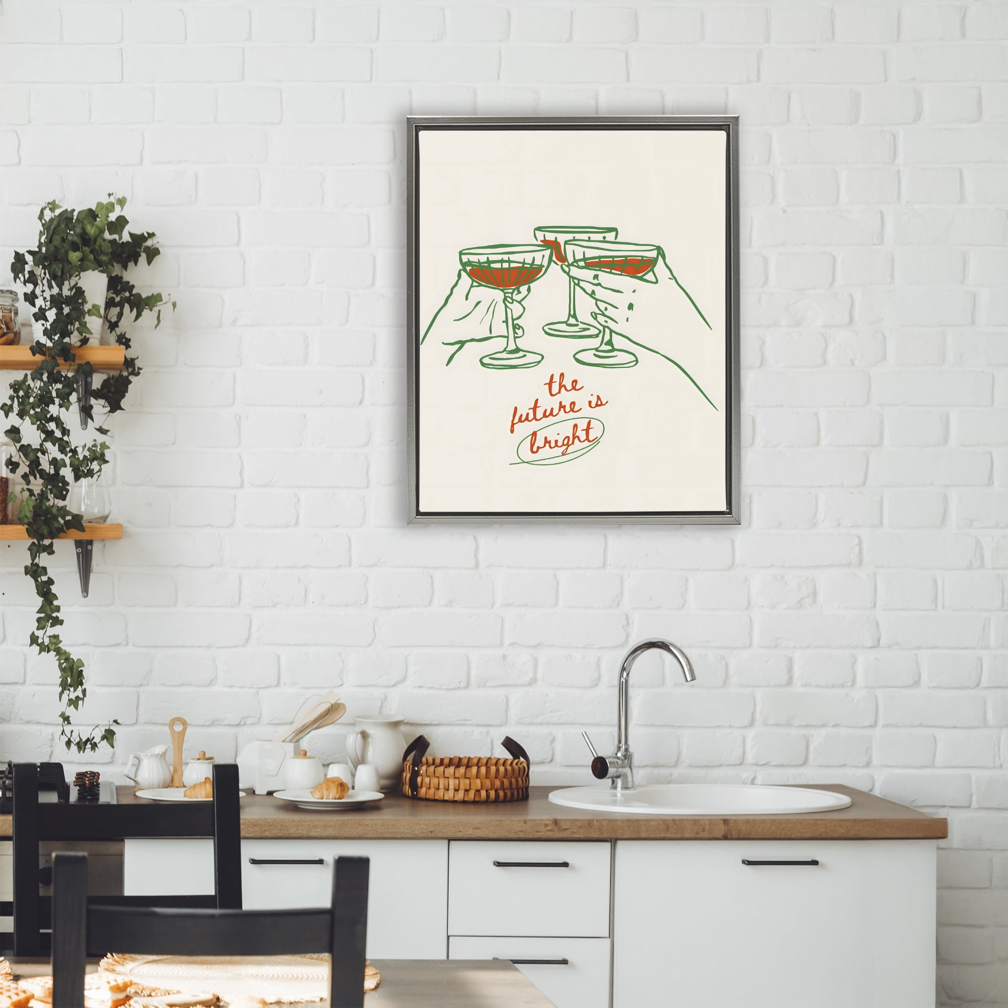 Stupell Industries The Future Is Bright Toast Gray Framed Floater Canvas Wall Art, design by The Prints Vibe