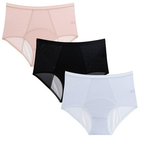 

Womens Underwear High Waisted Tulle Underpants Breathable Thin Brief Full Coverage Brief Plus Size(3-Packs)