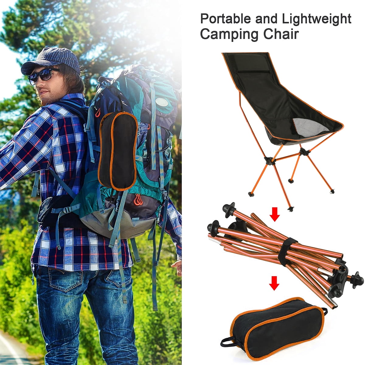 Lightweight Compact Folding Camping Backpack Chairs, Portable, Breathablem  Comfortable, Perfect for The Outdoors, Camping, Hiking, Picnic 