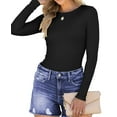 thumbnail image 3 of Fantaslook Fitted Long Sleeve Shirts for Women Stretch Casual Basic Tops Crewneck Ribbed Tees Shirts, 3 of 9