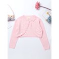 thumbnail image 6 of Eandarui Kids Girls Knitted Sweater Cropped Coat Long Sleeve Single Button Closure Dressy Cardigan Pink 100, 6 of 7