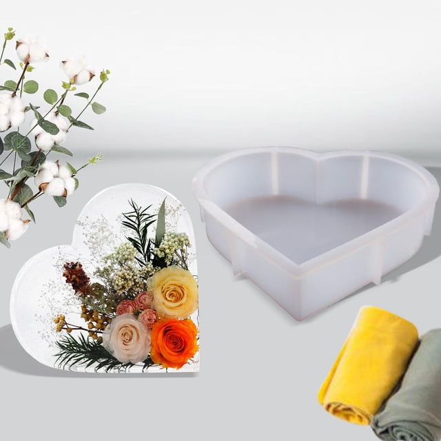 de fundición de DIY, de resina antiadherente para manualidades, hoja de flores secas, decoración para hogar, , jabón, de corazón perfecl Molde de silicona
