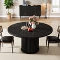 thumbnail image 5 of Finmind Round Dining Table for 4-6 People, 47.24-inch Circle Wood Kitchen Table with Sturdy Fluted Metal Base, Modern Dining Room Furniture, Black, 5 of 8