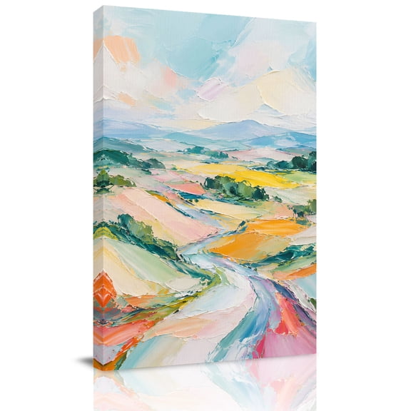 Canvas Wall Art, Farmhouse Scenery Framed Canvas Prints for Bedroom Dining Room, Country Nature Mountain Painting Large Gallery Wrapped Wall Decor for Home Office, Gifts, 20"x24" Ship Next Day
