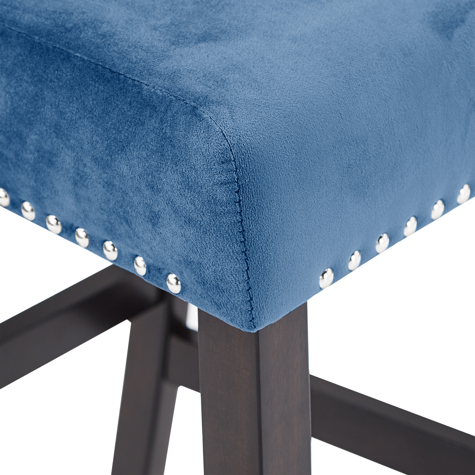 Weston Home Banford Nailhead Velvet Upholstered 26" Counter Height Chairs, Set of 2, Blue