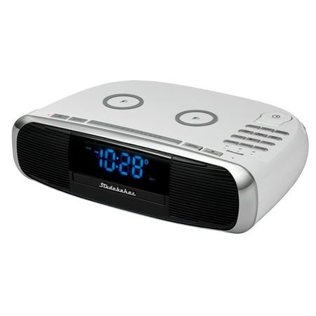 Studebaker - Workstation Hi-Fi CD Clock Radio and Wireless Charging Station - White