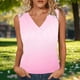thumbnail image 2 of Mujeres sin mangas Tops de verano gradiente color fuera de posición impresión V-cuello blusa casual Mujeres V-cuello de verano Tops, 2 of 8