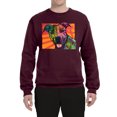 thumbnail image 2 of Cute Smiling Neon Pitbull Dog Breed Dog Lover Unisex Crewneck Graphic Sweatshirt, Maroon, Medium, 2 of 3