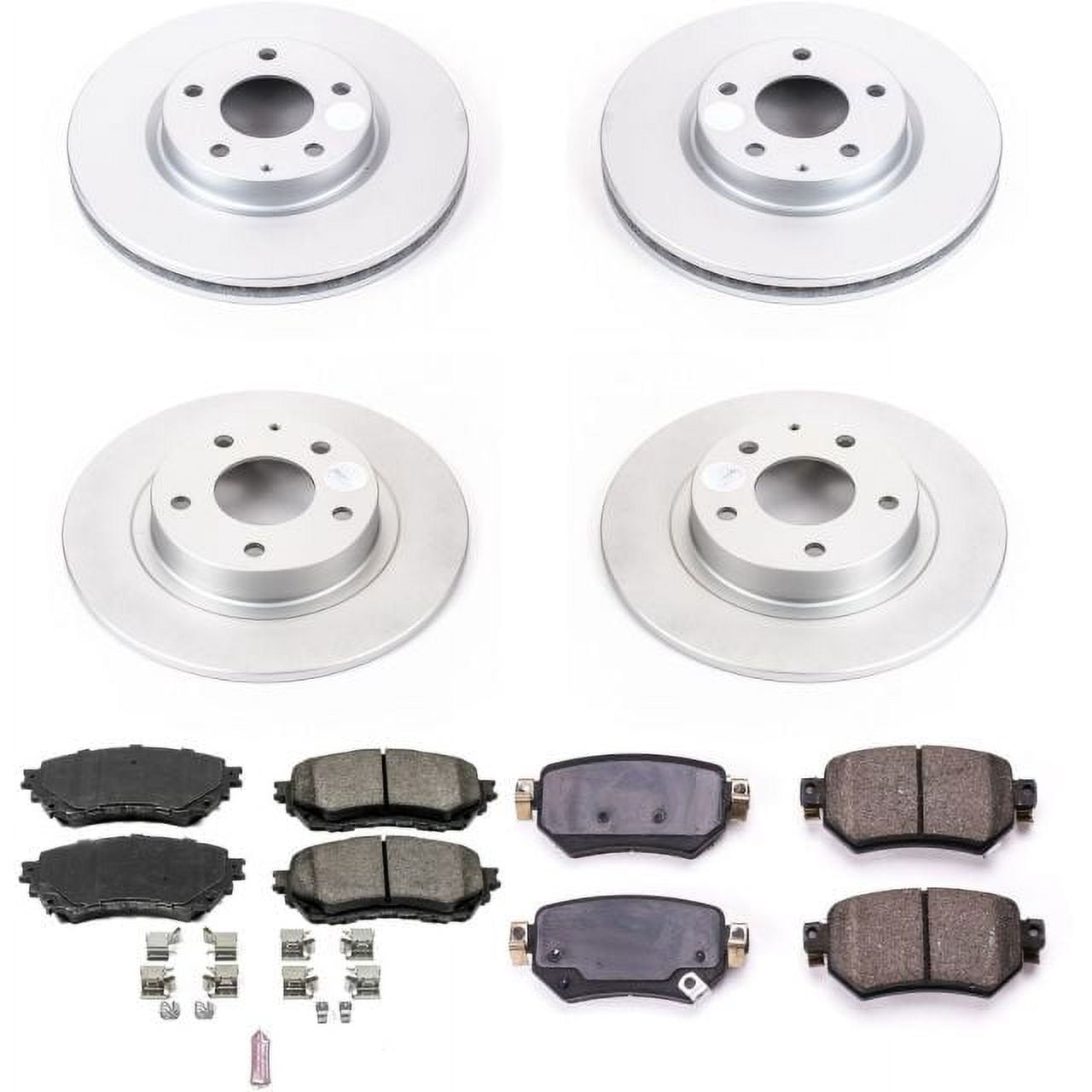 PowerStop Front and Rear Geomet Coated Brake Rotor and Pad Kit Fits: MAZDA Select Models CRK8067