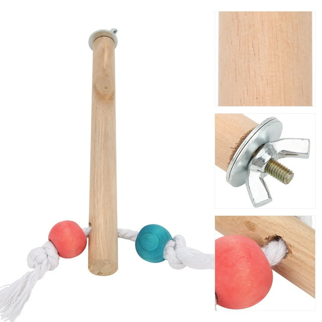 Standing Stick With Cotton Rope, Bird Cage Perch Colorful Beads Cotton Rope Easy To Installation For For Bird 1.5x10cm,1.5x14cm,1.5x18cm