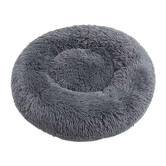 Hgallory Long Plush Soft Dog Cat Bed Kennel, Non-Slip Cotton Pet Bed for Fall Winter, Resilient Fluffy Cushion Sleeping Pad for Small Cats Dogs, Solid Color Home Decor, Round, 1 Pack, 20"x20", A