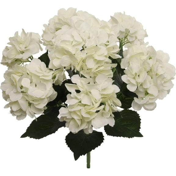 20-Inch Hydrangea Bush with 7 Heads Cream – Artificial Silk Flower Bouquet for Home, Wedding & Event Décor