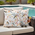 thumbnail image 4 of Thanksgiving Fall Outdoor Waterproof Pillow Covers, Autumn Branch Bird Orange Botanical Decorative Square Throw Pillowcase Sofa Cushion Sham for Patio/Couch/Chair, 16"x16" 2 Pack, 4 of 8