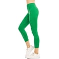 thumbnail image 3 of Sofra Women's Ribbed Waistband Seamless Capri Length Tight Leggings, 3 of 4