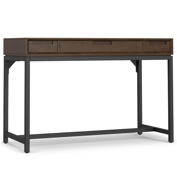 Banting 48 inch Wide Solid Wood Modern Industrial Mid Century Small Desk in Walnut Brown