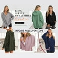 thumbnail image 5 of SWQZVT Hoodies for Women Casual Long Sleeve Side Slit Womens Pullover Oversized Botton Up V Neck Hooded Sweatshirts XL, 5 of 8