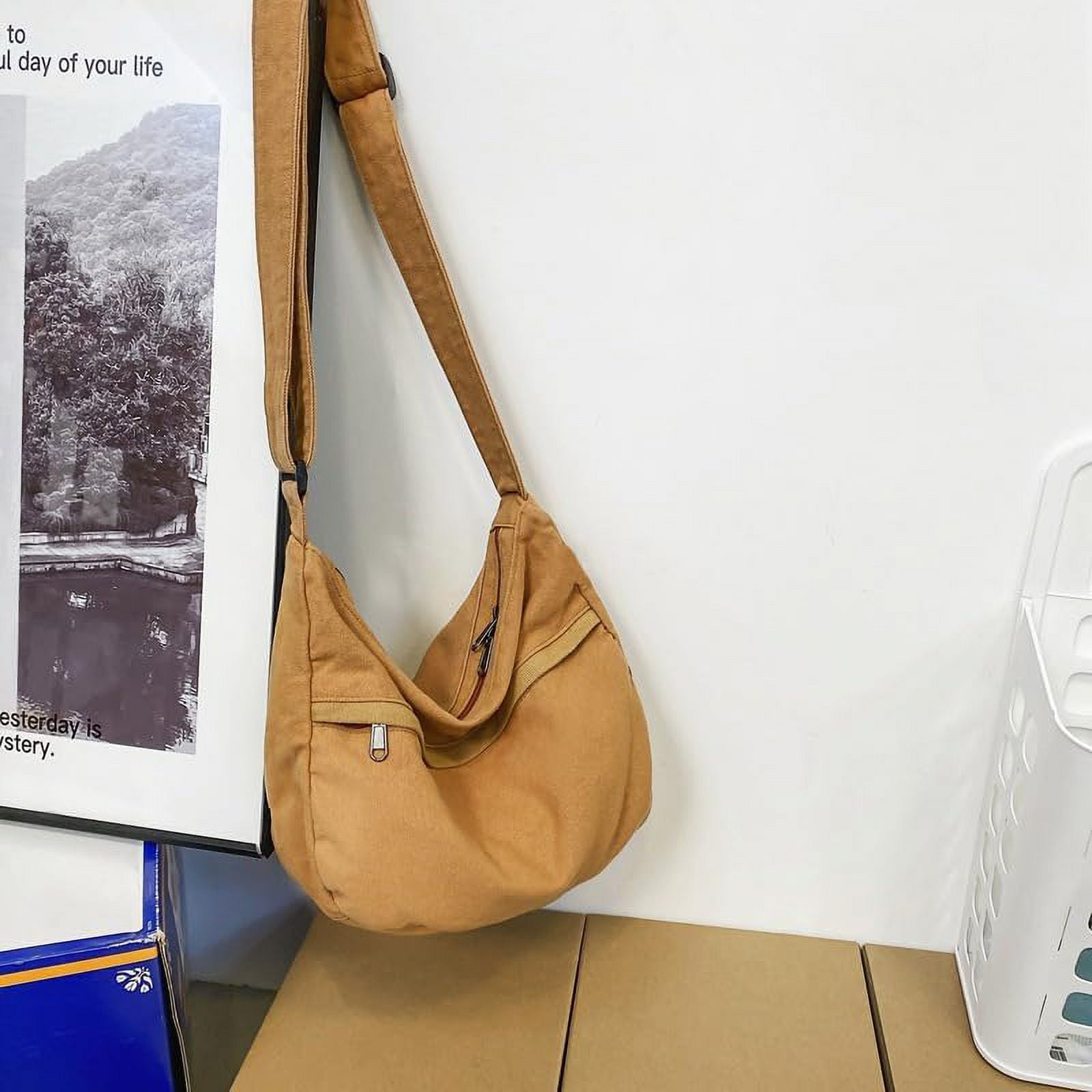 Canvas Messenger Bag Hobo Crossbody Bag for Women Shoulder Tote Handbag Vintage Aesthetic Travel Work