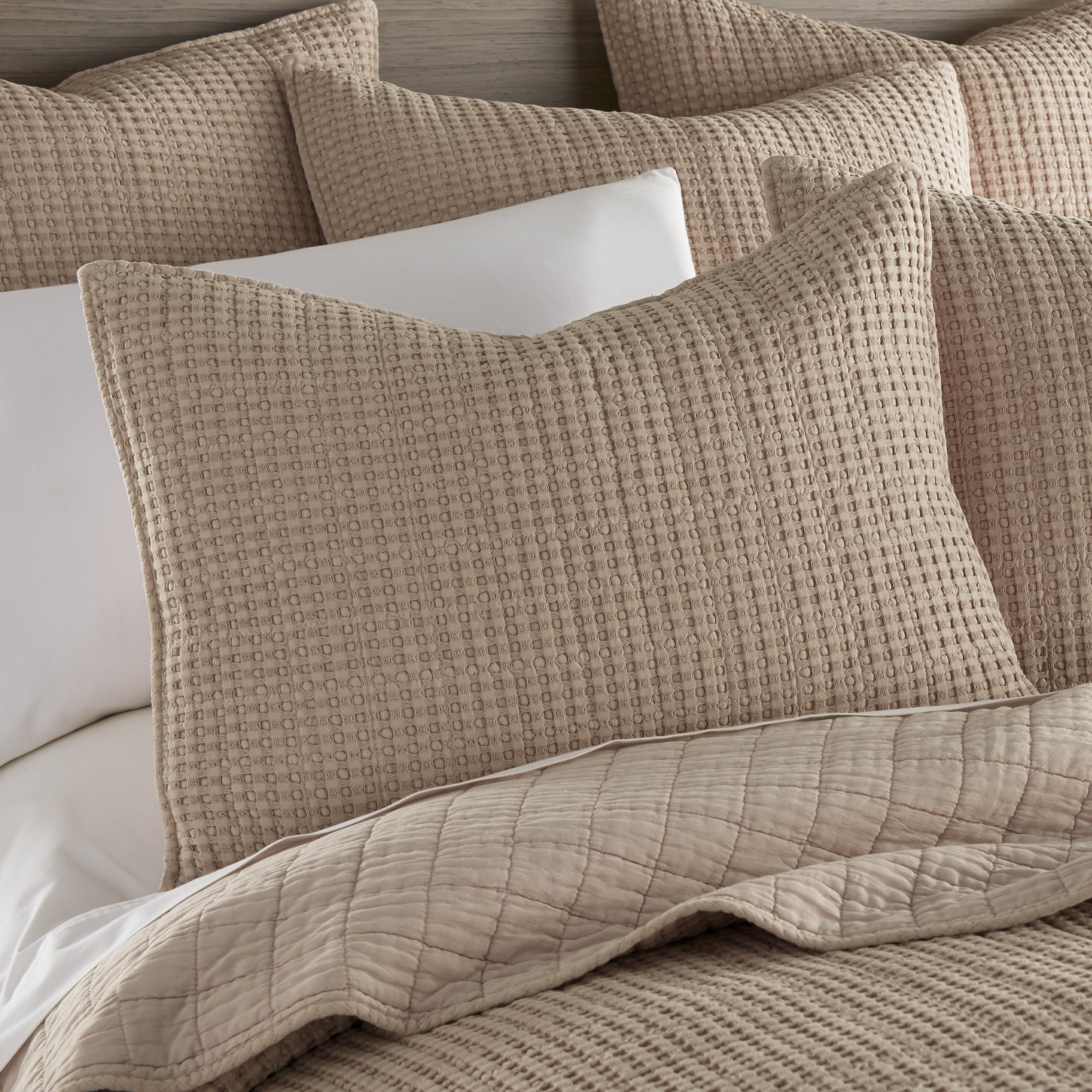 Levtex Home - Mills Waffle - King/Cal King Quilt Set - Blush Cotton Waffle - Quilt Size (106 x 92in.), Sham Size (36 x 20in.)