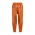 thumbnail image 3 of TTAO Kids Girls Shiny Metallic Ribbed Harem Dance Pants Lightweight Trousers Hip Hop Street Performance Dancewear Orange 5-6, 3 of 5
