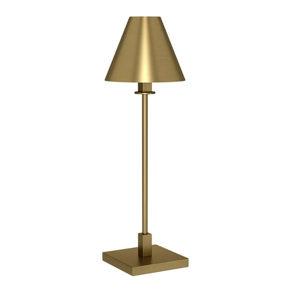 Evelyn&Zoe Clement 28" Tall Table Lamp with Metal Shade, Brass/Brass