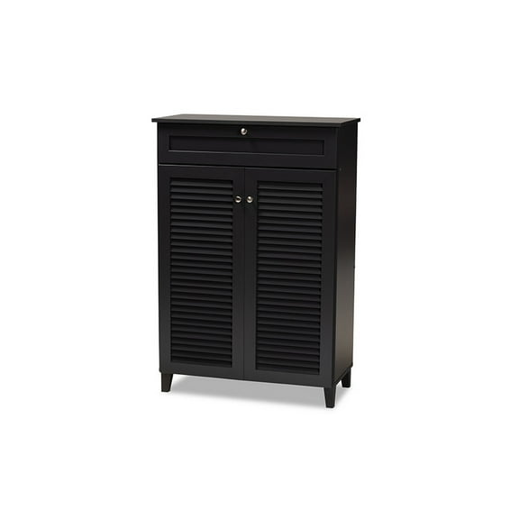 Coolidge Modern and Contemporary Dark Grey Finished 5-Shelf Wood Shoe Storage Cabinet with Drawer
