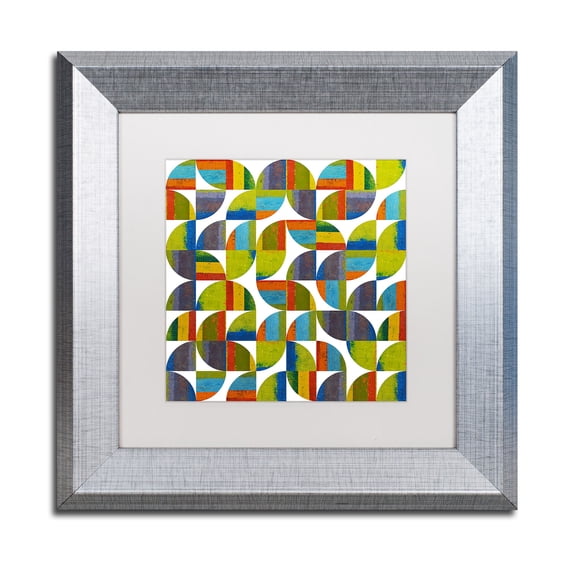 Trademark Fine Art "Quarter Rounds 8.0" Canvas Art by Michelle Calkins, White Matte, Silver Frame