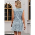 thumbnail image 4 of DARING DIVA Women's Sleeveless Collared Button Down Short Jean Dress S Light Blue, 4 of 7