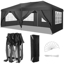 COBIZI 10x20 EZ Pop Up Canopy Tent Party Tent Outdoor Event Protable Instant Shelter Canopy Gazebo with 6 Removable Sidewalls and Carry Bag,Black